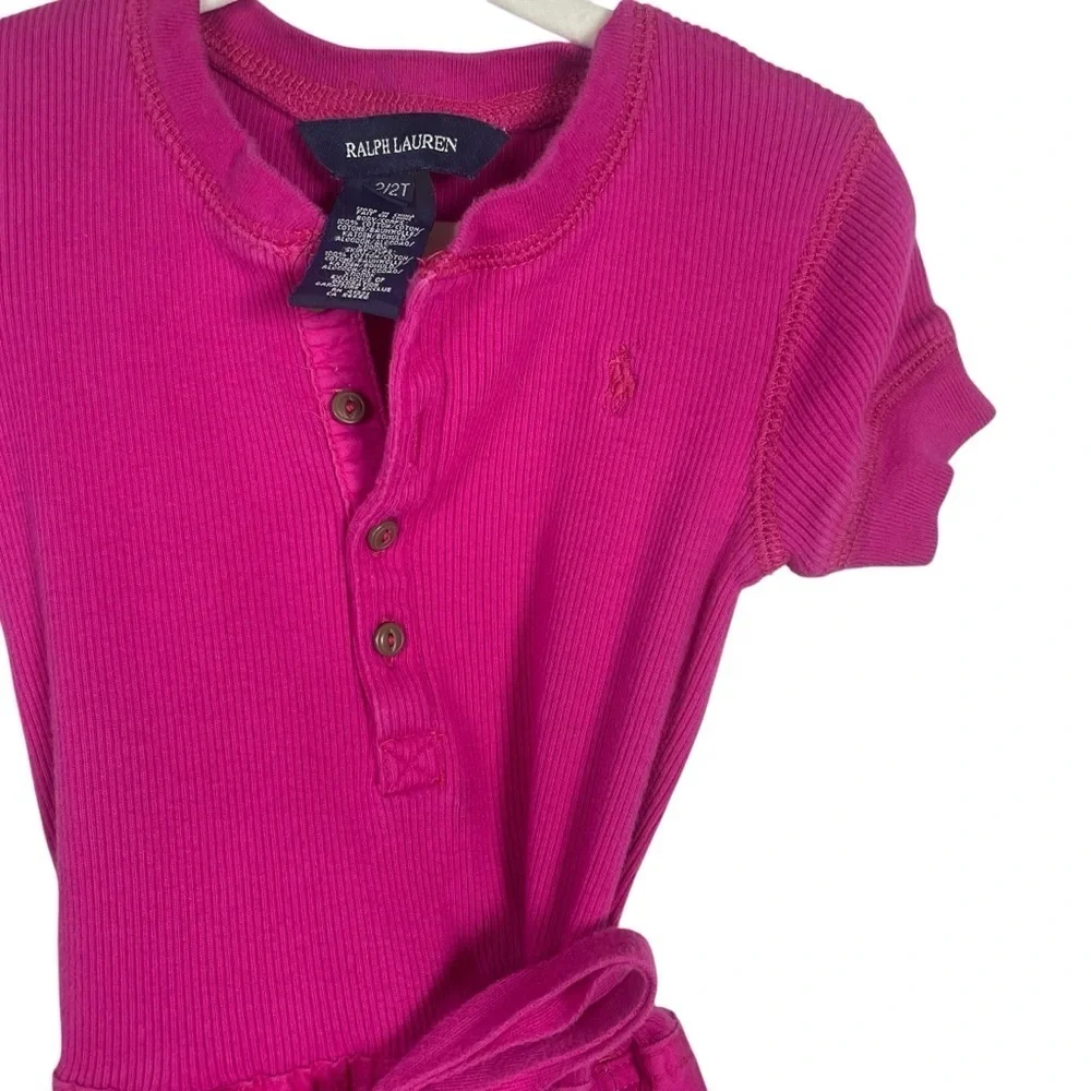 Ralph Lauren Girls Tie Waist Cargo Dress in Pink Size 2T